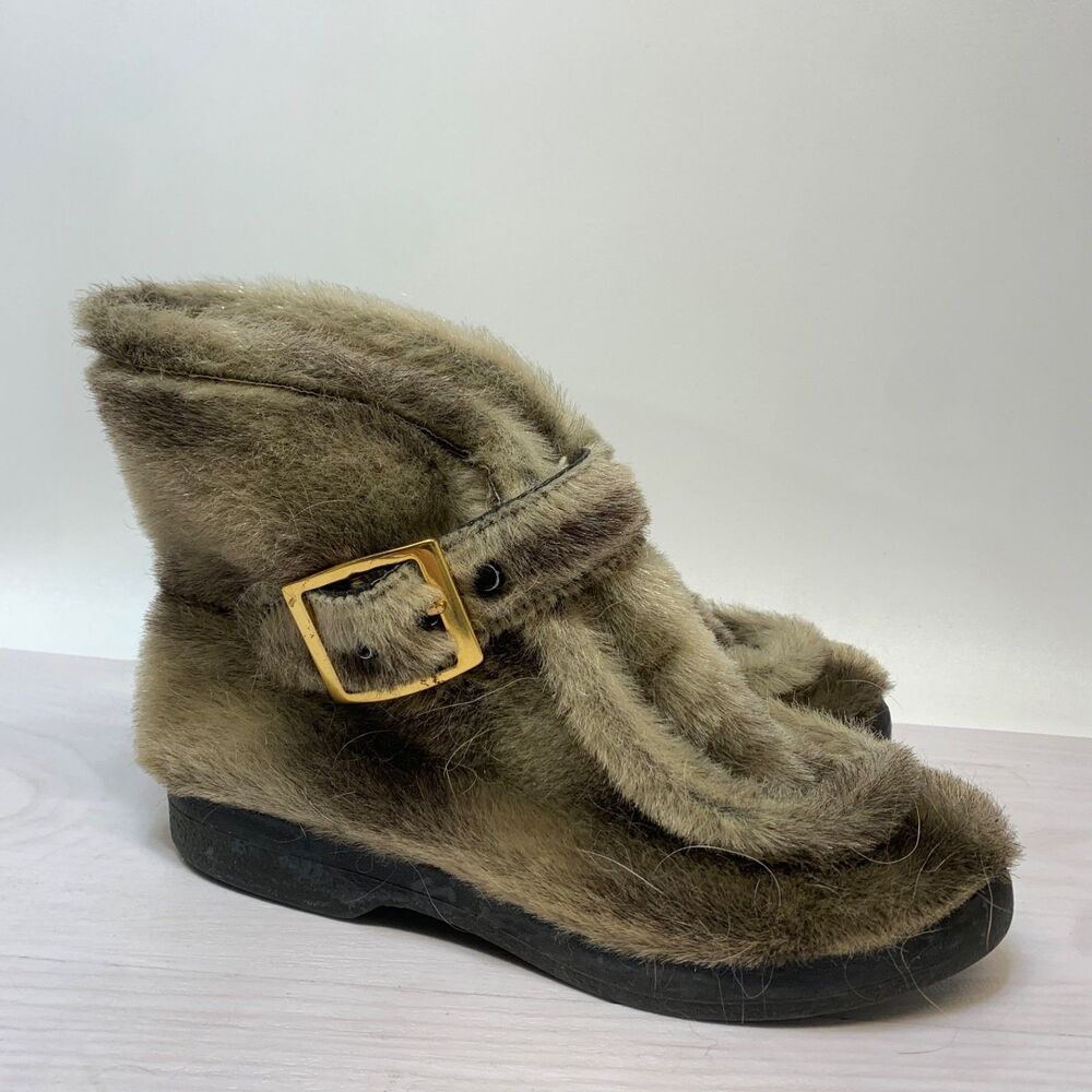 Vintage 70s Converse Stormgards Boots Womens 7 Winter Fur‎ Chukka Sherpa Beige